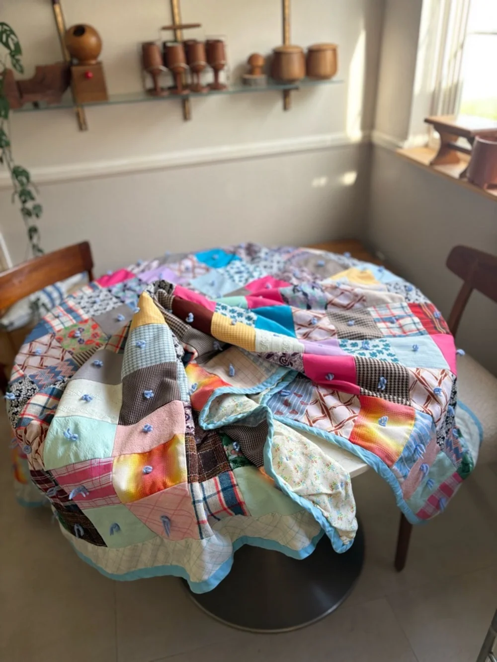 Vintage Colorful Handmade Patchwork Quilt - Multicolor